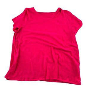 Chico's Women's V-Neck Pink T-Shirt Size 2 Large Cotton Blend Casual Cozy Soft T